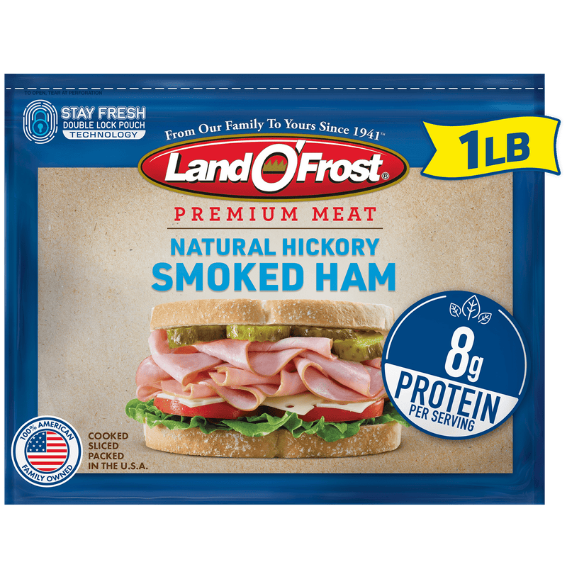 Land O' Frost Premium Pork, Smoked Ham, Deli Lunch Meat, 1 lb, Resealable Plastic Pouch — package