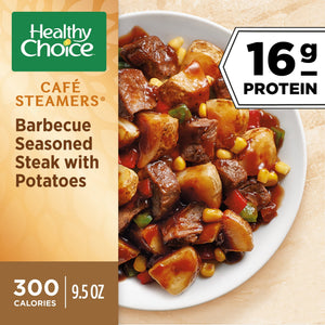 Healthy Choice Frozen Cafe Steamers Barbecue Seasoned Steak with Red Potatoes, 9.5 oz