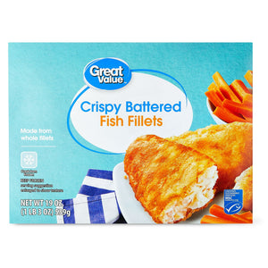 Great Value Frozen Crispy Battered Fish Fillets, 19 oz, 10 ct