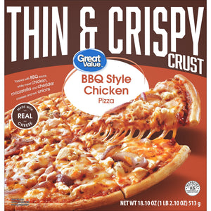 Great Value Frozen Thin Crust BBQ Chicken Pizza, 18.1 oz