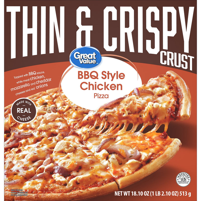 Great Value Thin Crust BBQ Chicken, 18.1 oz (Frozen) — package