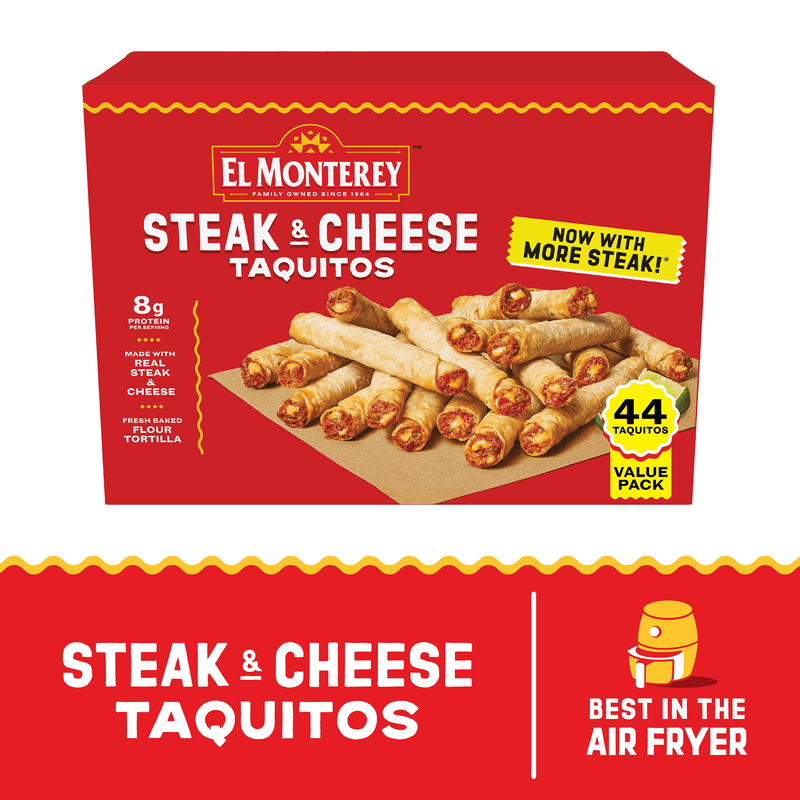 El Monterey Steak & Cheese Flour Taquitos, 44 Count, 44 oz (Frozen) — package