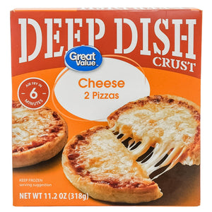 Great Value Frozen Deep Dish Cheese Pizza with Zesty Tomato Sauce, 11.2 oz, 2 ct