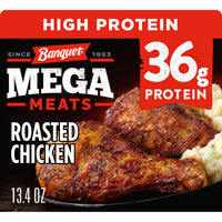 Banquet MEGA Meats Roasted Chicken, 36g Protein, Frozen Meal, 13.4 oz. — package