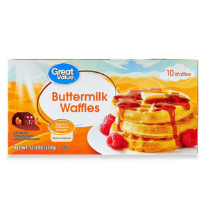 Great Value Frozen Buttermilk Waffles, 12.3 oz, 10 ct