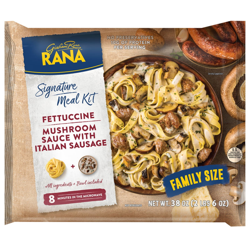 Giovanni Rana Fettuccine Sausage & Mushroom Premium Meal Kit Tray (Family Size, 38oz), Refrigerated — package