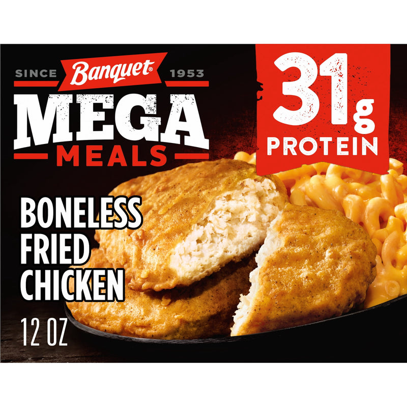 Banquet MEGA Meals Boneless Fried Chicken, 31g Protein, Frozen Meal, 12 oz. — package