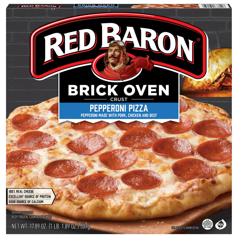 Red Baron Pepperoni Brick Oven Frozen Pizza, 17.89 oz — package