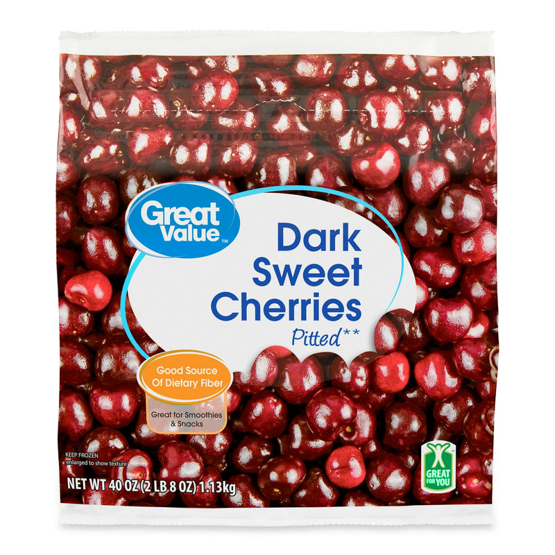 Great Value Pitted Dark Sweet Cherries, 40 oz (Frozen) — package
