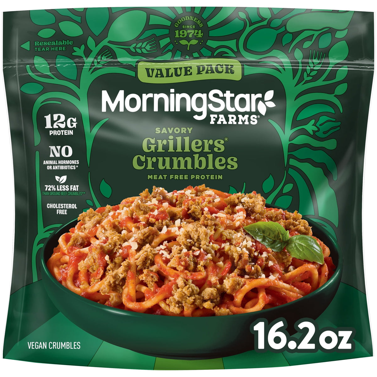 MorningStar Farms Frozen Meal Starters Vegan Crumbles Savory Grillers, 16.2 oz
