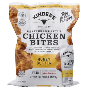 Kinder's Frozen Breaded Boneless Chicken Bites Honey Butter, 18 oz