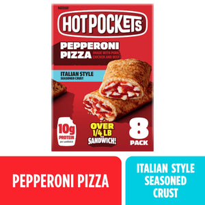 Hot Pockets Frozen Sandwiches Pepperoni Pizza, Italian-Style Seasoned Crust, 36 oz, 8 ct