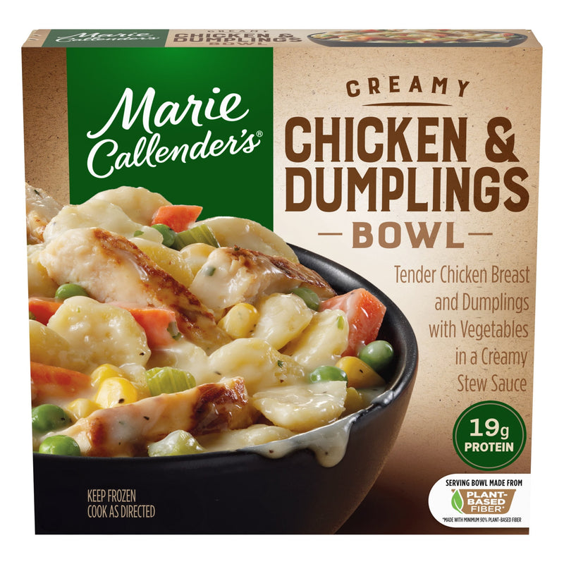 Marie Callender's Creamy Chicken and Dumplings, Frozen Meal, 12 oz. Bowl — package