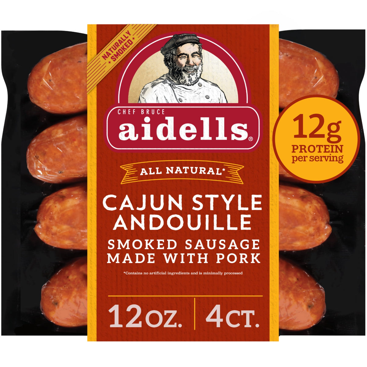 Aidells Refrigerated Smoked Pork Sausage Links Cajun Style Andouille, 12 oz, 4 ct