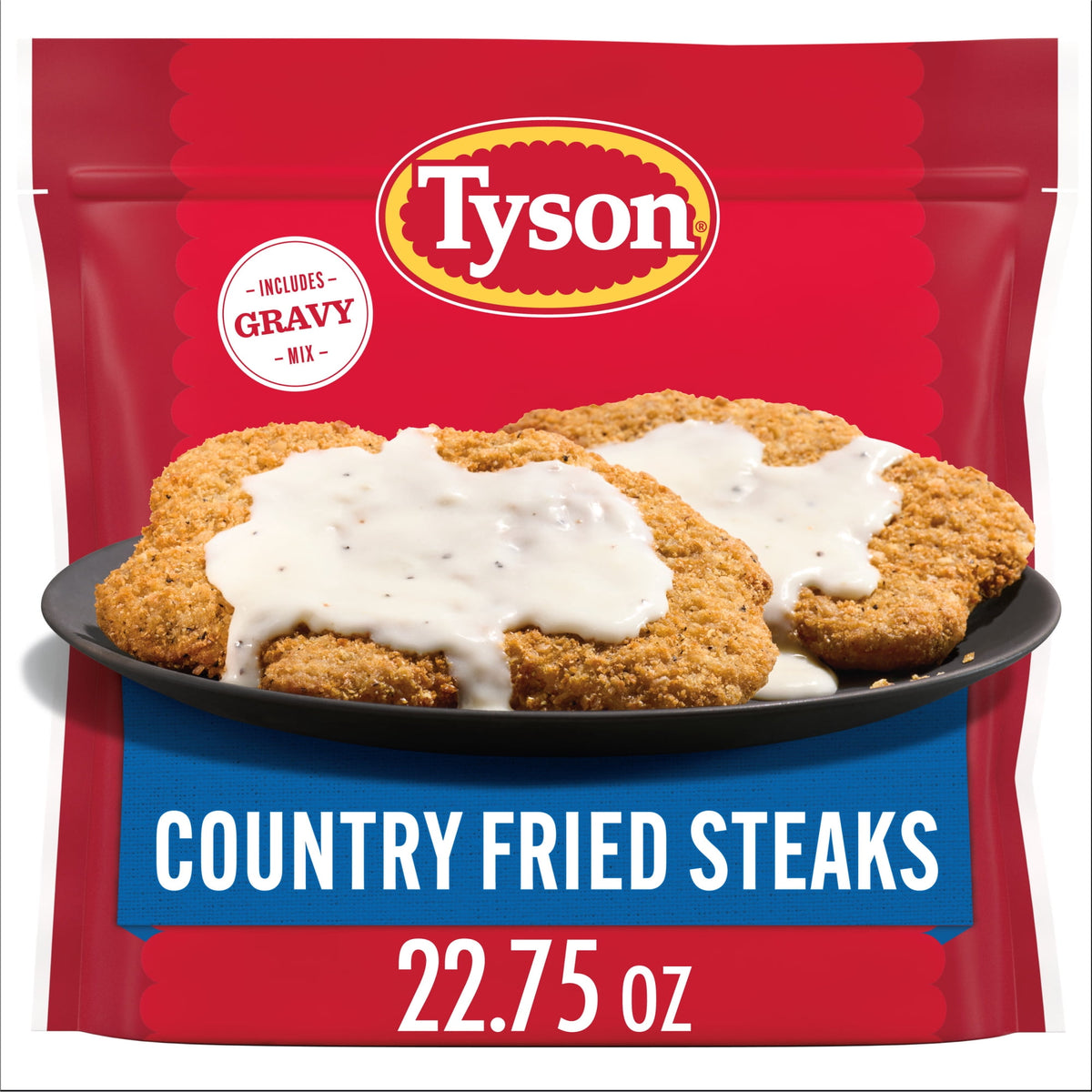 Tyson Foods Frozen Country Fried Steaks with Gravy Mix, 22.75 oz