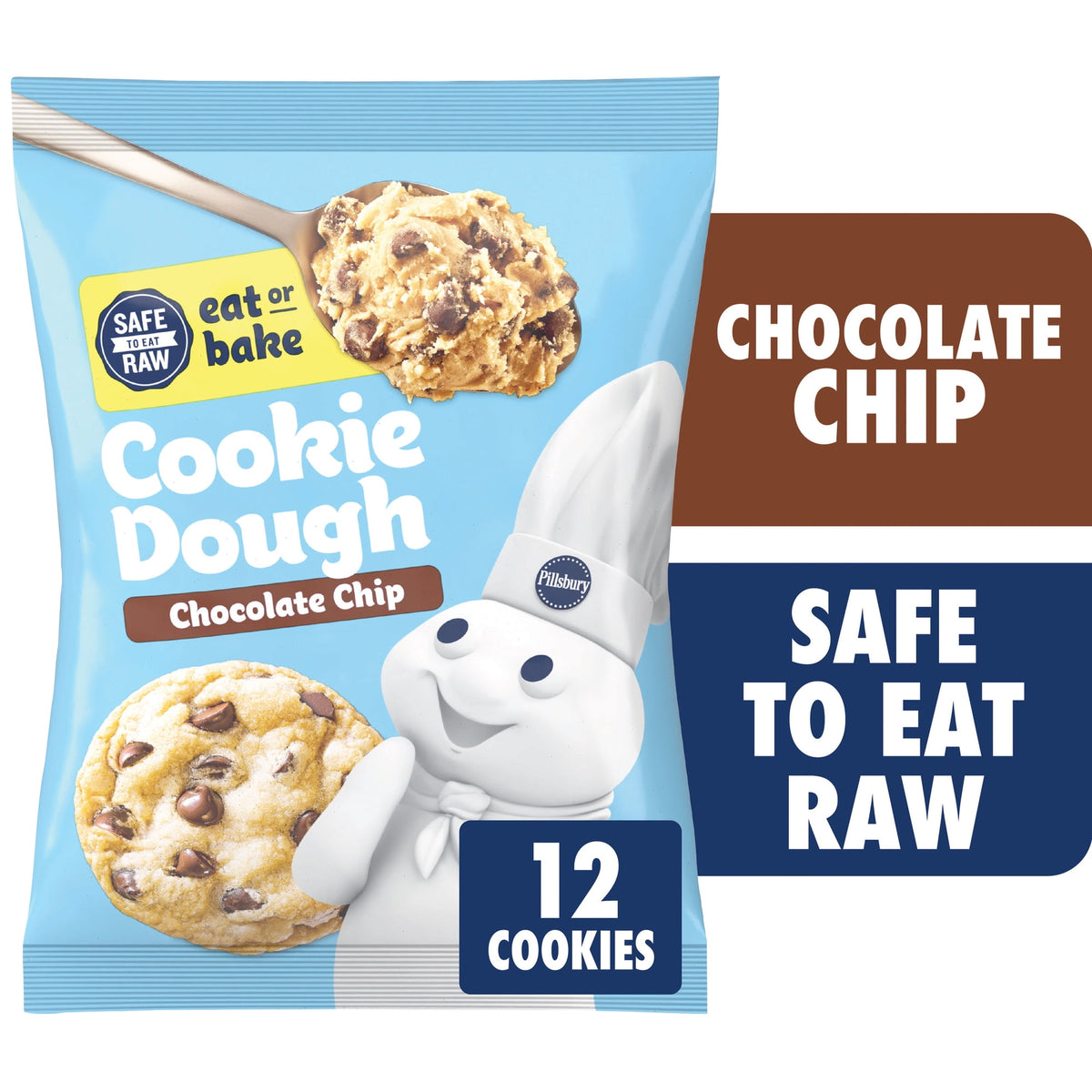 Pillsbury Refrigerated Ready to Bake Cookie Dough Chocolate Chip, 16 oz