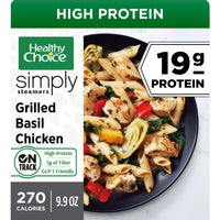 Healthy Choice Simply Steamers Grilled Basil Chicken, High Protein Frozen Meal, 9.9 oz. Bowl — package