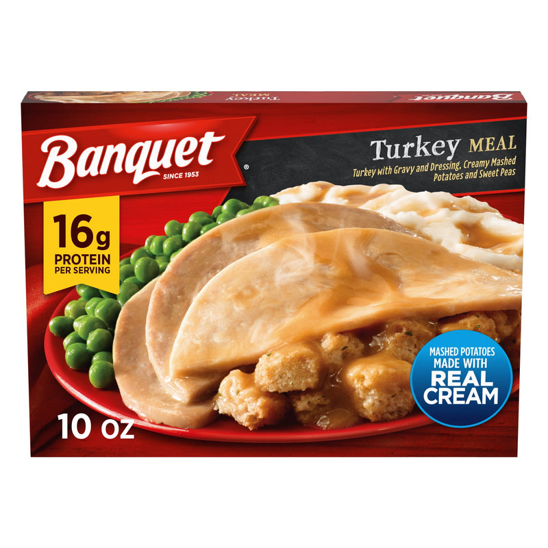 Banquet Turkey Meal with Mashed Potatoes, 16g Protein, Frozen Meal, 10 oz. — package