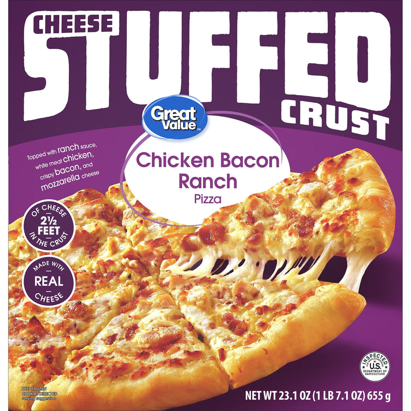 Great Value Stuffed Crust Chicken Bacon Ranch Sauce Pizza, 23.1 oz (Frozen) — package