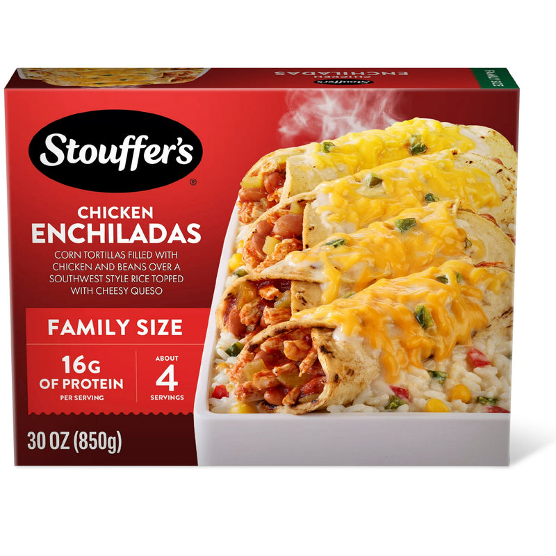 Stouffer’s Chicken Enchiladas, Family Size, Frozen Enchiladas, Family Size Frozen Meals 30 oz — package