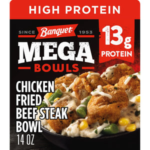Banquet Frozen MEGA Bowls Chicken Fried Beef Steak Bowl, 14 oz