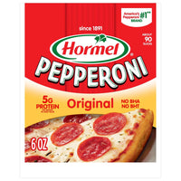 HORMEL Pepperoni Slices, Pizza Topping, Gluten Free, Refrigerated, 6 oz Plastic Resealable Package — package