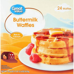 Great Value Frozen Buttermilk Waffles, 29.6 oz, 24 ct
