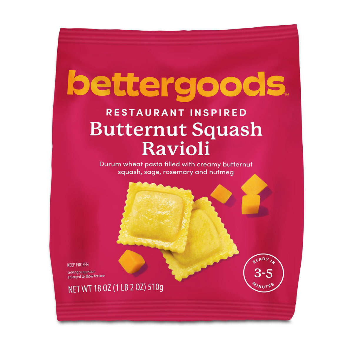 bettergoods Frozen Butternut Squash Ravioli, 18 oz