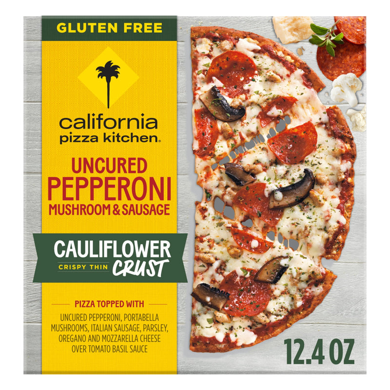 California Pizza Kitchen Cauliflower Crust Uncured Pepperoni Mushroom and Sausage, 12.4 oz — package