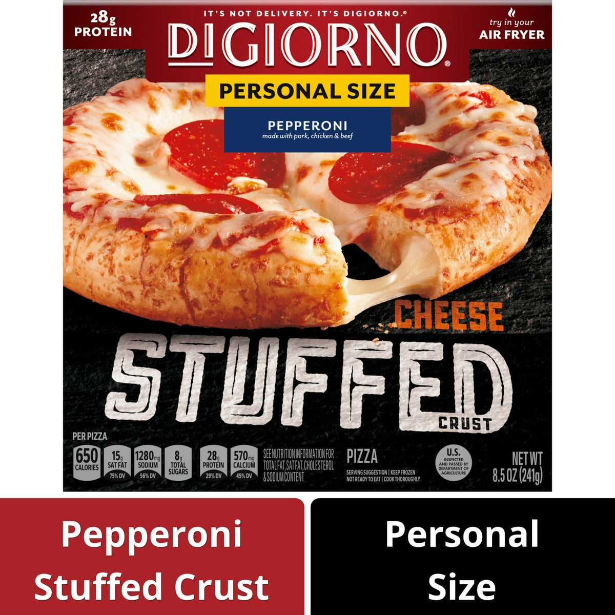 DiGiorno Frozen Personal Size Stuffed Crust Pepperoni Mini Pizza, 8.5 oz