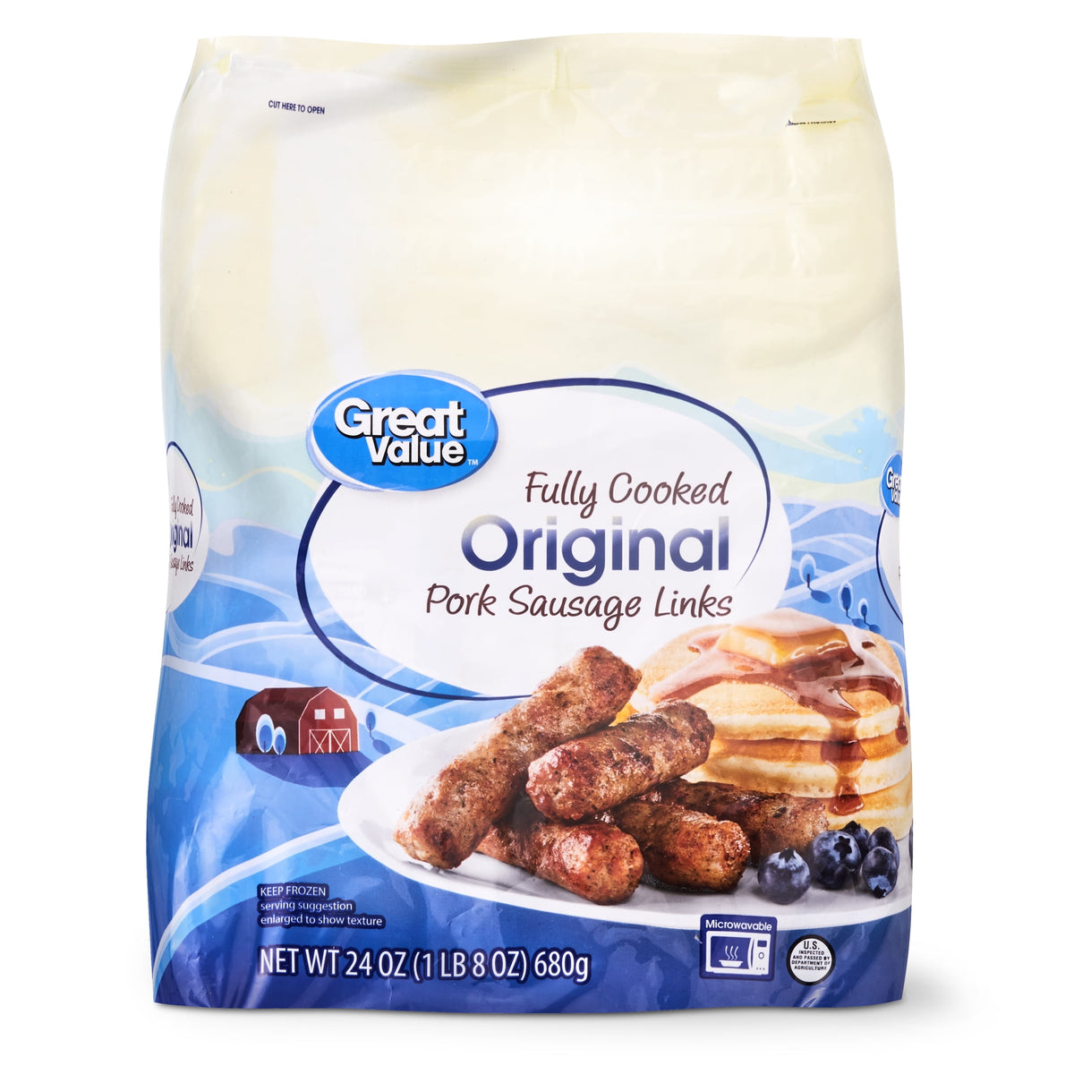 Great Value Frozen Pork Sausage Links Original, 24 oz, 15 ct