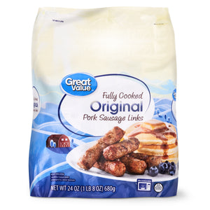Great Value Frozen Pork Sausage Links Original, 24 oz, 15 ct