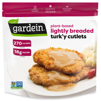 Gardein Plant-Based Lightly Breaded Turk'y Cutlets, Vegan, Frozen Meat Alternative, 12.3 oz. — package