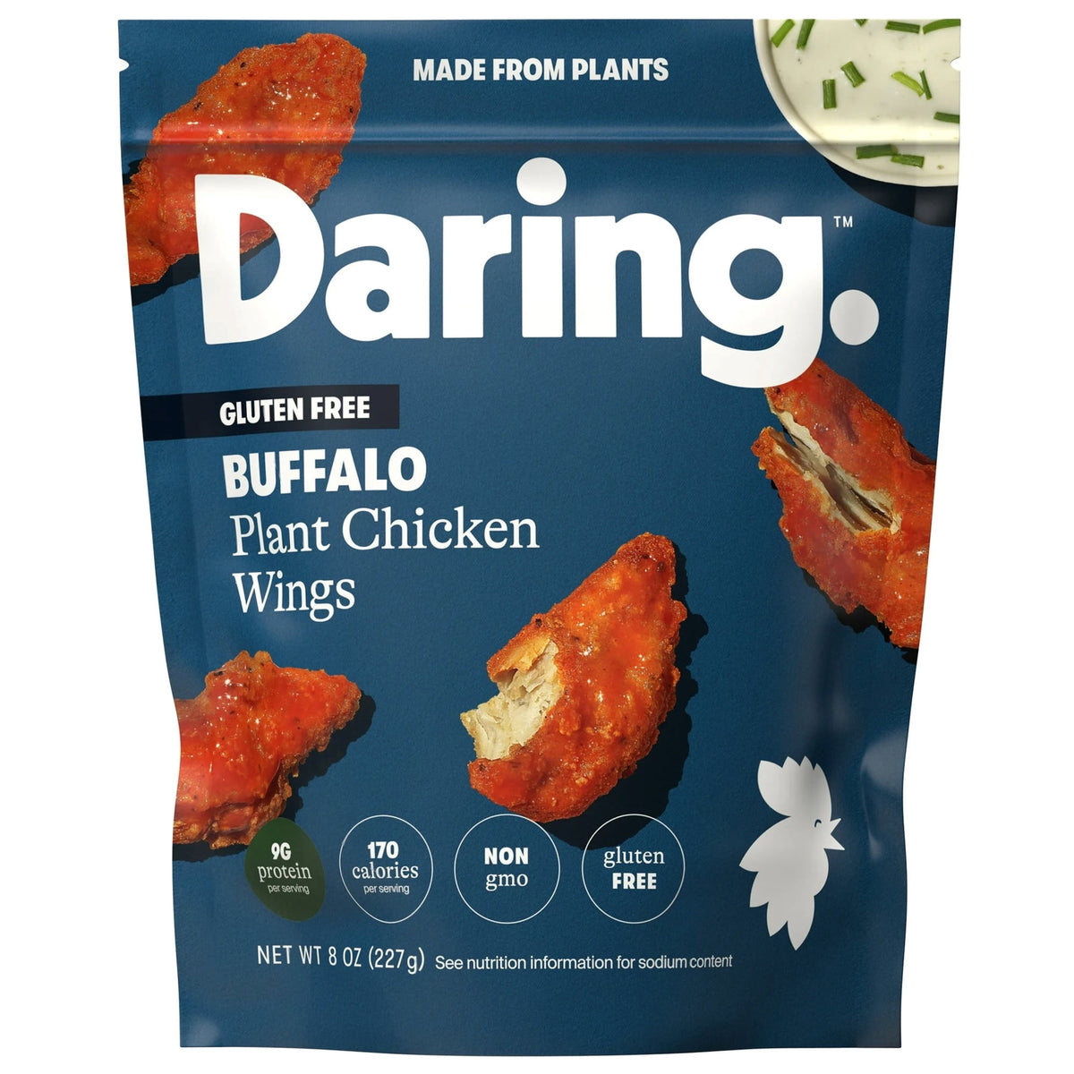 Daring Frozen Plant Chicken Wings Buffalo, 8 oz