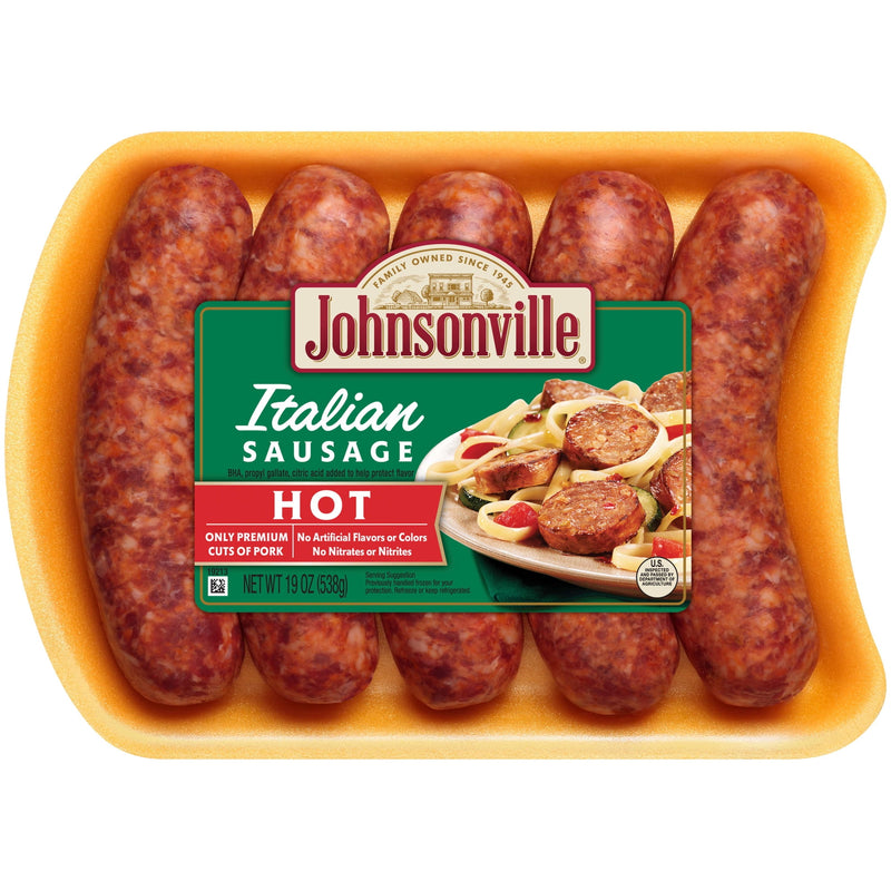 Johnsonville Hot Italian Pork Sausage Links, 19 oz, (5 Count) Refrigerated — package
