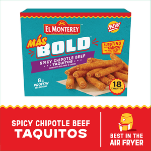 El Monterey Frozen Mas Bold Spicy Chipotle Beef Taquitos, 20.7 oz, 18 ct