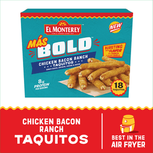 El Monterey Frozen Mas Bold Taquitos Chicken Bacon Ranch, 20.7 oz, 18 ct