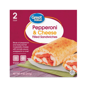 Great Value Frozen Pepperoni & Cheese Filled Sandwiches, 9 oz, 2 ct