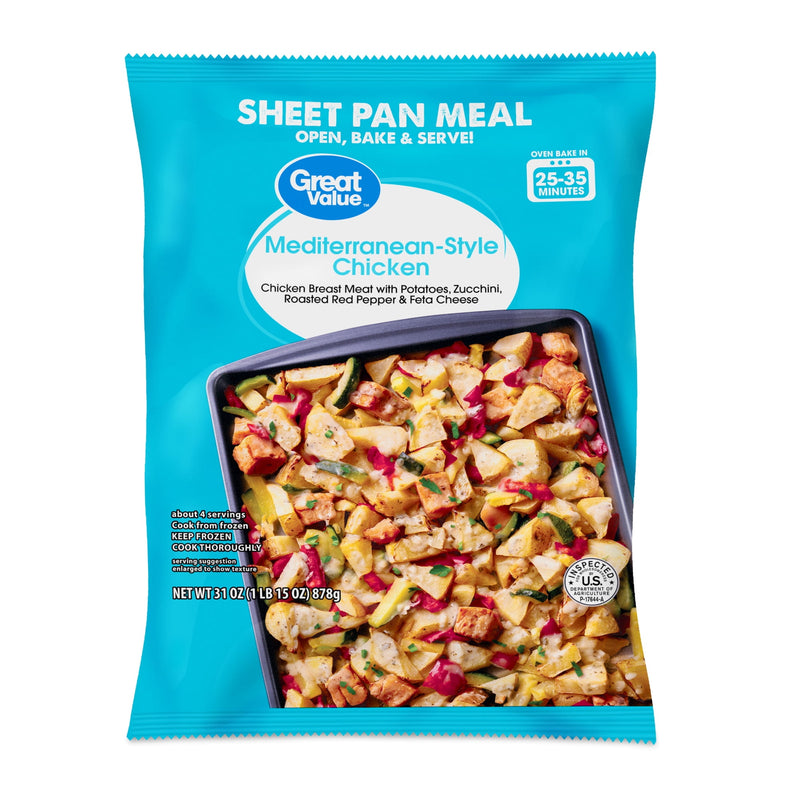 Great Value Mediterranean-Style Chicken Sheet Pan Meal, 31 oz (Frozen) — package