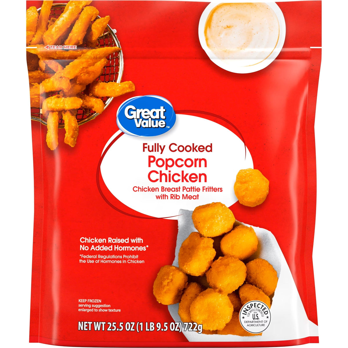 Great Value Frozen Breaded Fully Cooked Popcorn Chicken, 25.5 oz