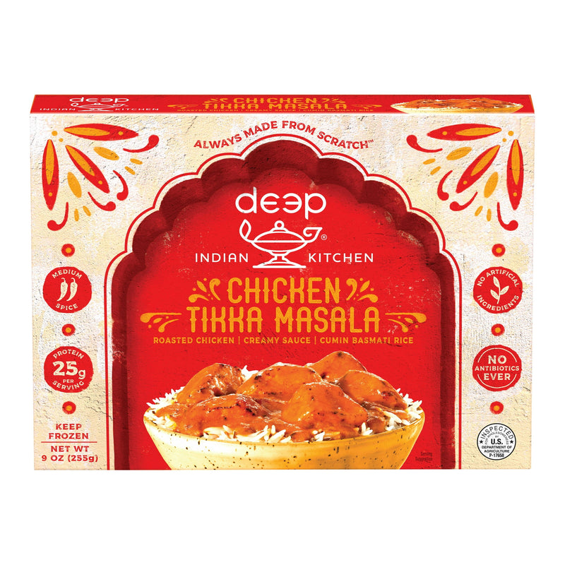 Deep Indian Kitchen Chicken Tikka Masala With Turmeric Rice, Frozen Packaged Meal, 9oz — package