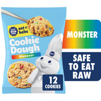Pillsbury Ready to Bake Monster Refrigerated Cookie Dough, 12 Big Cookies, 16 oz — package