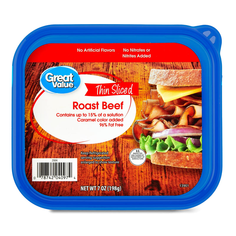 Great Value Roast Beef Lunchmeat, 7 oz Plastic Tub — package