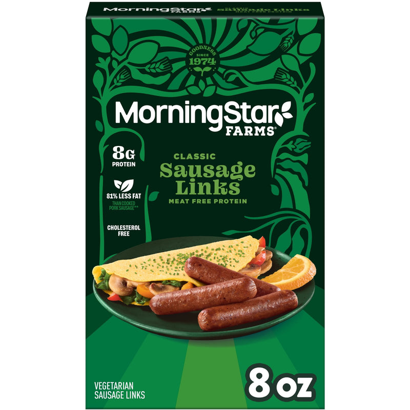 MorningStar Farms Veggie Breakfast Original Sausage Links, Vegetarian Sausage, 8 oz Box — package