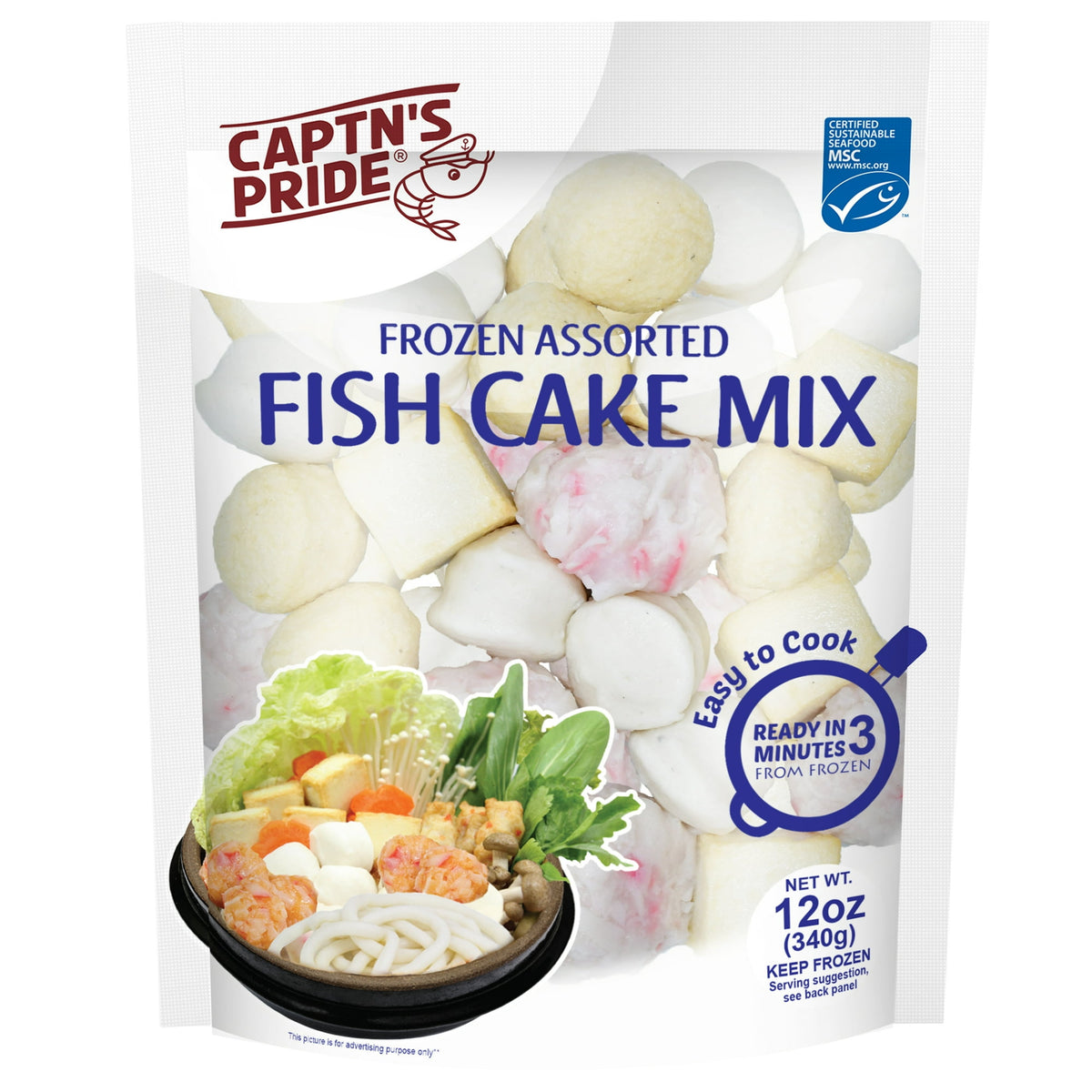 Captn's Pride Frozen Assorted Fish Cake Mix, 12 oz