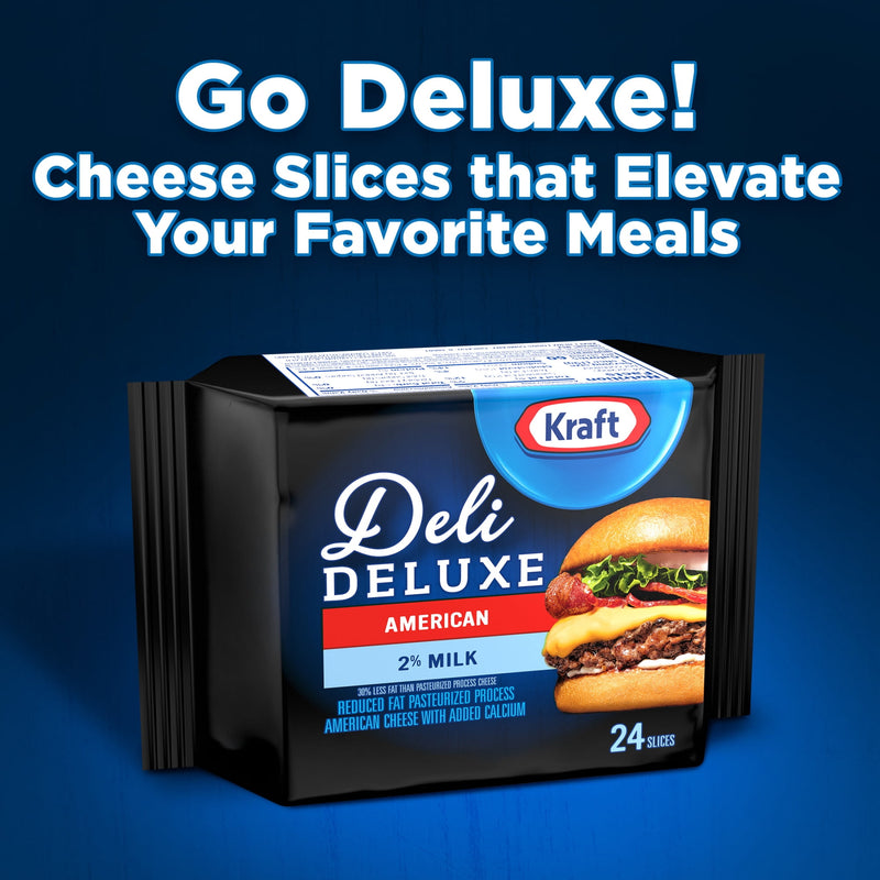 Kraft Deli Deluxe 2% Milk American Cheese Slices, 16 oz Pack, 24 Slices — package