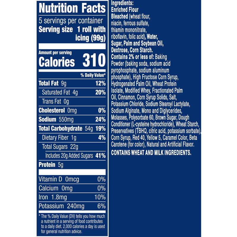 Pillsbury Grands! Cinnamon Rolls, with Cinnabon Cinnamon and Original Icing, 5 Count, 17.5 oz — package