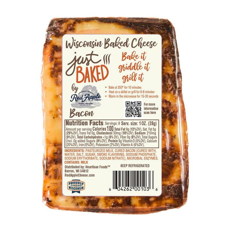 Red Apple Cheese Just Baked Bacon Cheese, 8oz, Block, Refrigerated — photo 2