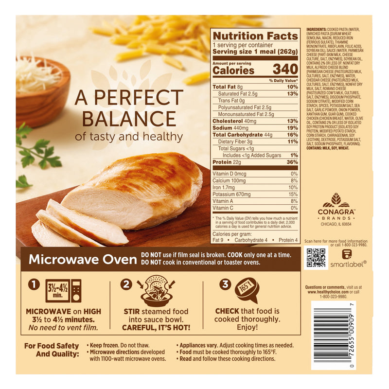Healthy Choice Cafe Steamers Chicken Alfredo, High Protein Frozen Meal, 9.25 oz. Bowl — photo 2