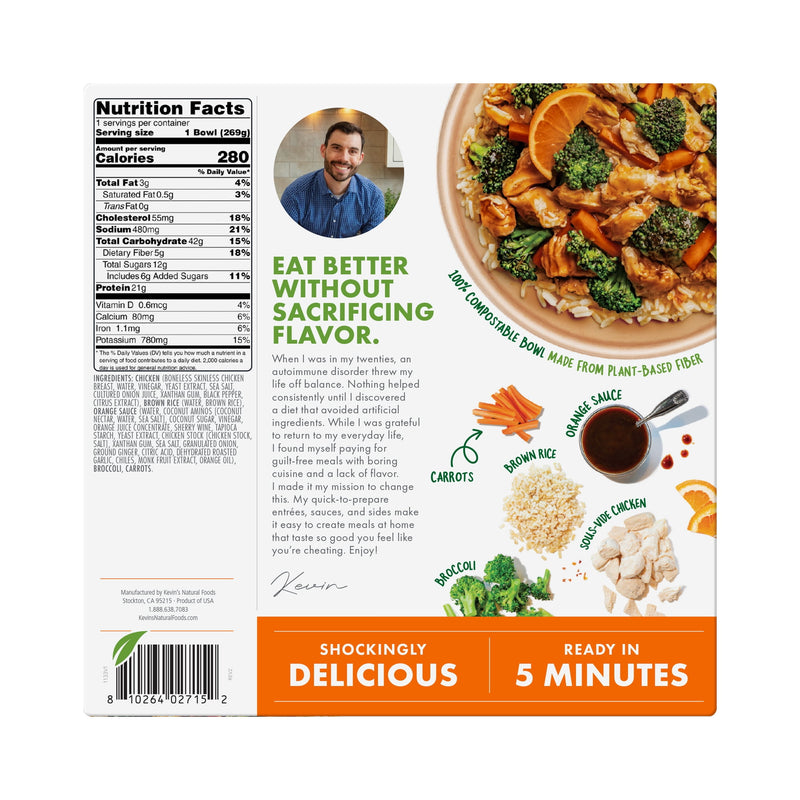 Kevin's Natural Foods Orange Chicken, Frozen, 9.5 oz Bowl — photo 2